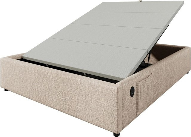 okwish Polsterbett mit Stauraum und USB-C Anschluss in Natur, B/T/H: 140 x 200 x 141 cm - Bild 1
