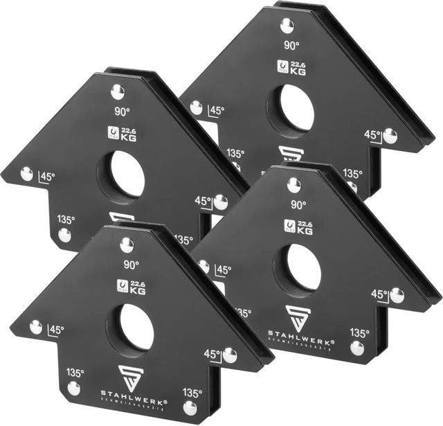 STAHLWERK Magnet Schweißwinkel Set in Schwarz, 4er Set mit 50 Lbs Magnetkraft - Bild 1