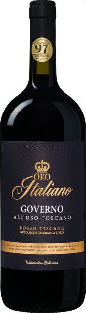Oro Italiano Governo Rotwein, Toskana, Cabernet Sauvignon/Ciliegiolo/Sangiovese, 14,0 % vol, 12 x 0,75 l - Bild 1