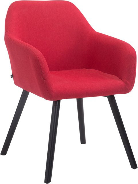 TPFLiving Besucherstuhl Achim mit Stoffbezug in Rot und schwarzem Buchegestell, B/T/H: 57,5 x 56,0 x 79,5 cm - Bild 1