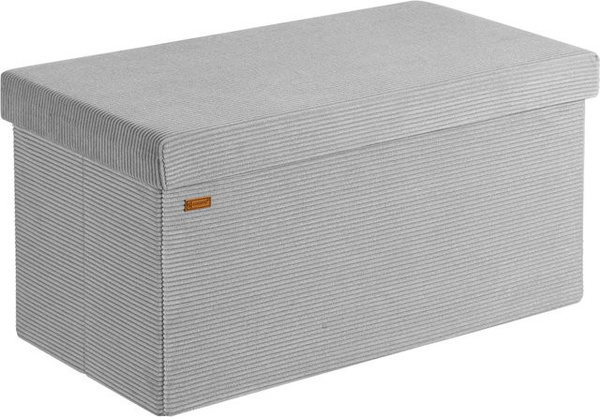 Faltbare Sitzbank von CASARIA aus Cord und MDF in Grau, B/T/H: 76 x 38 x 38 cm