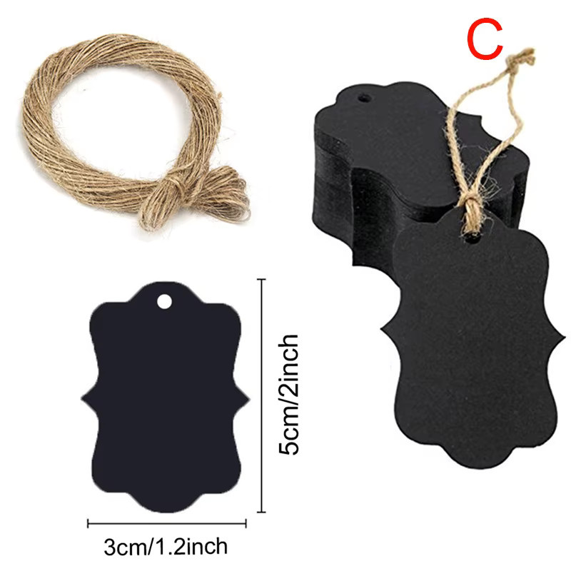 100 Stück DIY Muschel-Verpackungsetiketten aus Papier in Braun, Schwarz oder Weiß, B: 5 cm, H: 3 cm - Bild 3