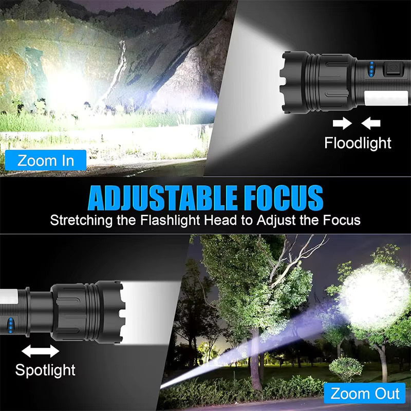 Mikenoon Taktische LED Taschenlampe aus Aluminiumlegierung mit Magnet und wiederaufladbarem Akku, Schwarz - Bild 3