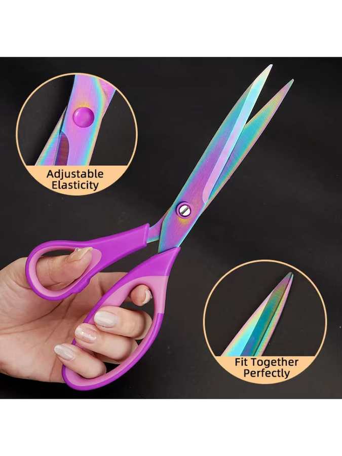 Titan Handwerk Schere aus Metall in Silber und Multicolour, titanium beschichtet für Büro, Haushalt und Nähen - Bild 4