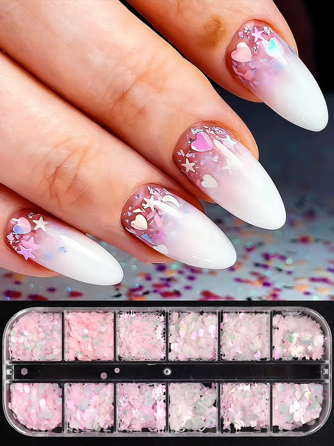 Full Beauty Nagelpailletten, Rosa, Schimmernd, 12er-Set - Bild 5