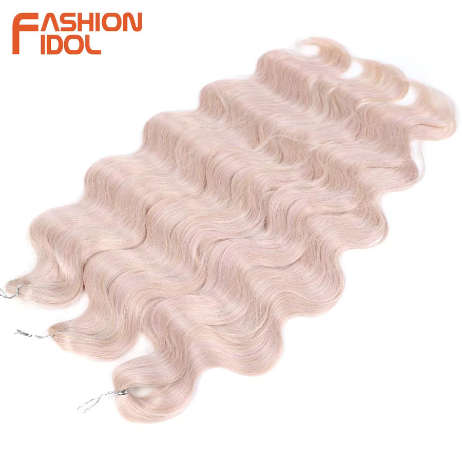 FASHION IDOL Häkelhaar, 22 Zoll, synthetisch, gewellt, Ombre, 613 blonde Haarverlängerungen - Bild 1