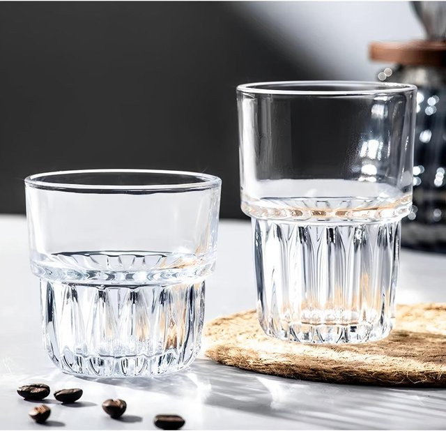 Pige Home Ain stapelbare Glasbecher aus bleifreiem Glas, transparent, 280 ml und 380 ml - Bild 1