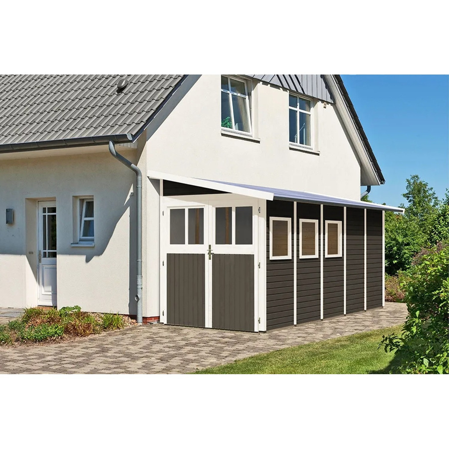 Karibu Holz-Gartenhaus Kristiansund in Terragrau mit modernem Design, B: 442 cm, T: 320 cm, H: 181 cm - Bild 2