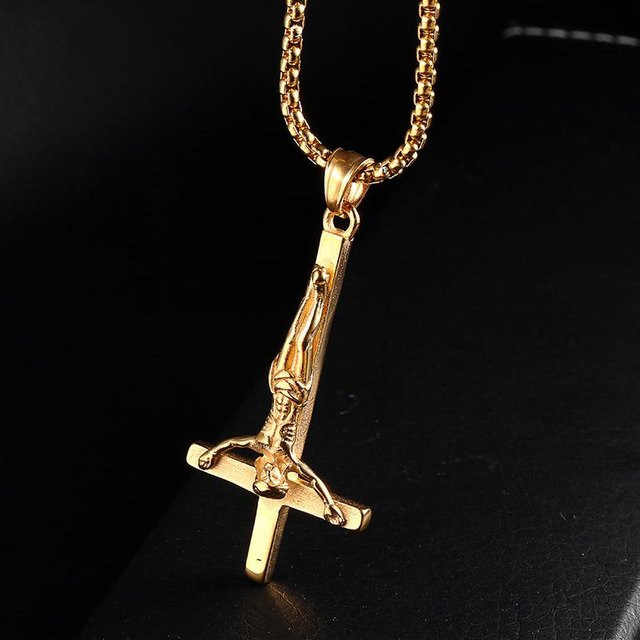 YIRAN Kruzifix Halskette Anhänger, Kupfer, Gold, Unisex - Bild 1