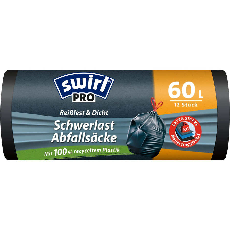 Swirl Profi Schwerlast-Abfallsäcke Schwarz 60 l, 12 Stück - Bild 2