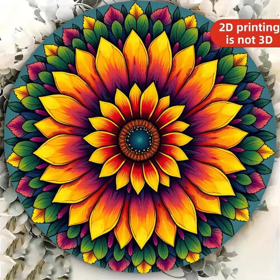 Potdemiel Vintage Wanddekoration aus Metall mit Sonnenblumen-Mandala-Design, rund, Mehrfarbig, Durchmesser: 20 cm - Bild 3