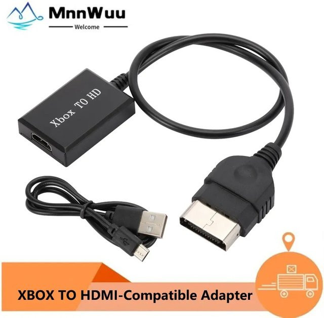 MnnWuu Xbox zu HDMI Video Konverter Adapter in Schwarz für Original Konsolen mit 1080P/720P Auflösung und USB-Stromversorgung - Bild 1