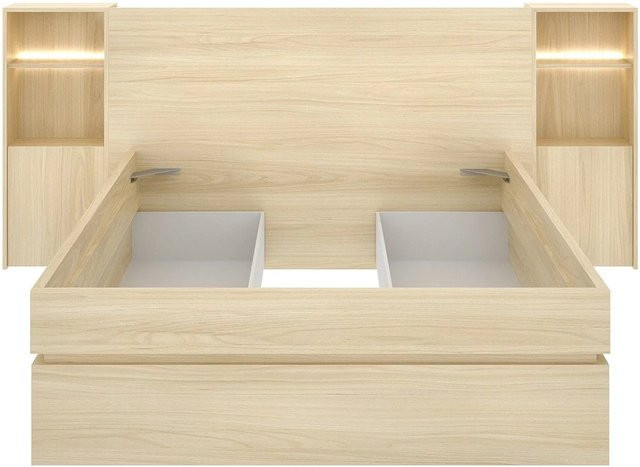 Vente-unique Bettrahmen Laronia Modern in Beige mit USB-Ladeport und Unterbettbeleuchtung, B/T/H: 160 x 200 x 228,3 cm - Bild 1