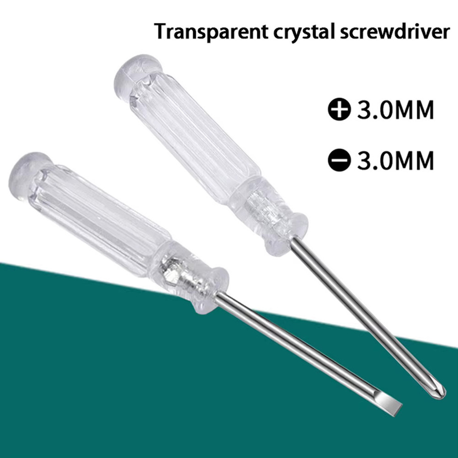 10er Set DAZZLEEX Präzisions-Schraubendreher mit Schlitz und Kreuz, 95mm, transparenter Griff für Reparaturarbeiten und Spielzeug - Bild 2