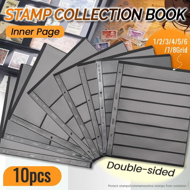 10 Stück Briefmarkenalbum-Seiten aus transparentem PVC als Nachfüllseiten für Briefmarken und Münzen ohne Einband - Bild 1