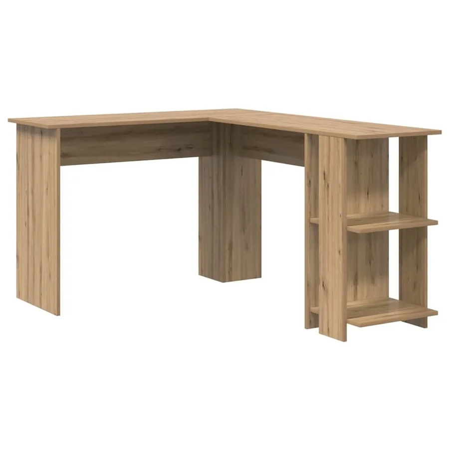vidaXL Eckschreibtisch mit Stauraum in Artisan-Eiche, Farbe Braun, B/T/H: 140 x 113,5 x 75 cm - Bild 2
