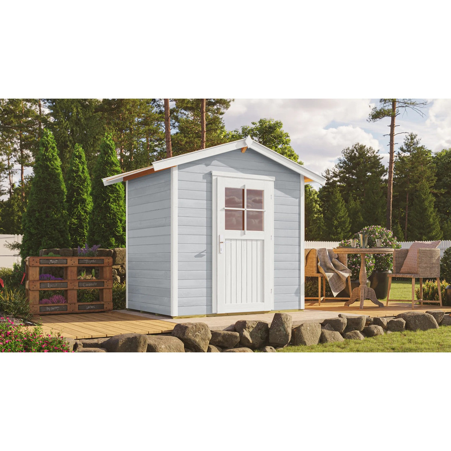 OBI Outdoor Living Holz-Gartenhaus Monza mit Satteldach in Grau-Weiß, B/T: 205 x 174 cm - Bild 2