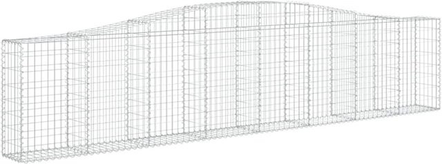 vidaXL Gabionen mit Hochbogen Set aus verzinktem Eisen in Silber, 4 Stück, B/T/H: 400 x 30 x 80/100 cm - Bild 1