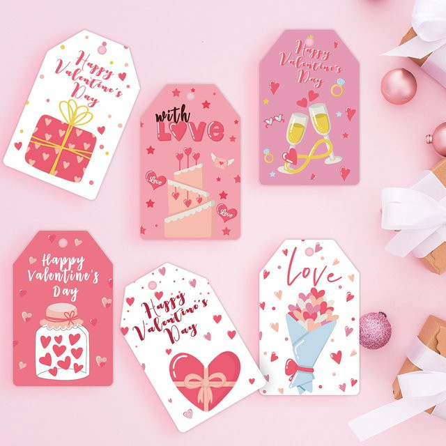 48 Stück Tissy Papieranhänger I Love You in Pink und Multicolour für Valentinstag, Hochzeit und Party Dekoration - Bild 1