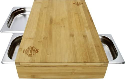 KS Tools Schneidbrett mit 3 Edelstahl-Auffangschalen aus Holz und Edelstahl in Braun - Bild 1