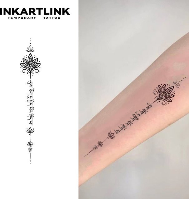 INKARTLINK Sanskrit Lotus Tattoo Aufkleber, Mandala Totem, Wasserdicht - Bild 1
