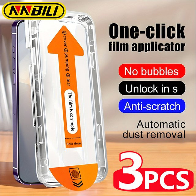 NNBILI 3er-Pack Displayschutzfolie aus Glas mit oleophober Beschichtung für iPhone 11 12 13 14 15 16 17 Pro Max und 17Air, transparent - Bild 1