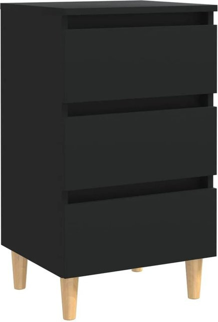 vidaXL Nachttisch in Schwarz mit Massivholzbeinen im skandinavischen Design B/T/H: 40 x 35 x 69 cm - Bild 1