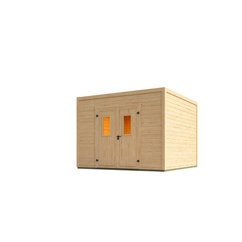 Lasita Blockbohlenhaus Felix Gartenhaus mit Flachdach, naturbelassen, braun, B/H/T: 300 x 222,3 x 300 cm - Bild 3
