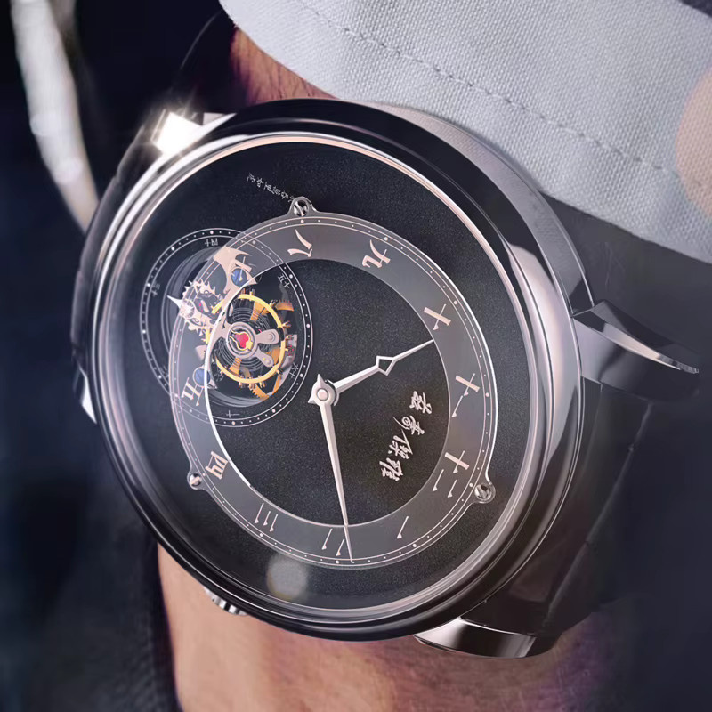 JILIAN Armbanduhr Automatik, Edelstahl, Silber, Leder, Herren - Bild 2