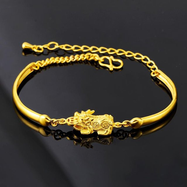 Armband Pixiu, Messing, vergoldet, Schwarz, Damen - Bild 1