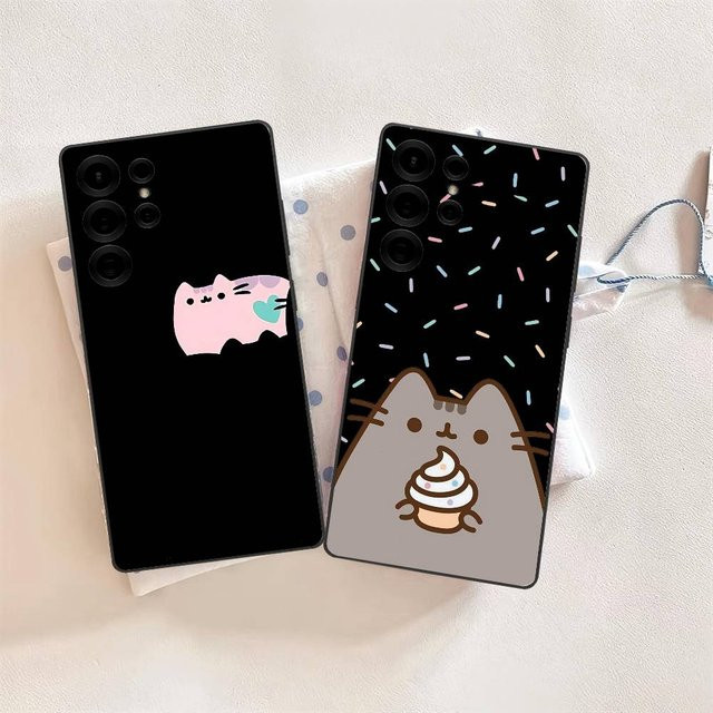 Anime Cartoon Pusheen Katze Handyhülle für Samsung Galaxy S24 FE S25 Ultra S23 S22 S21 5G Lite in Schwarz - Bild 1