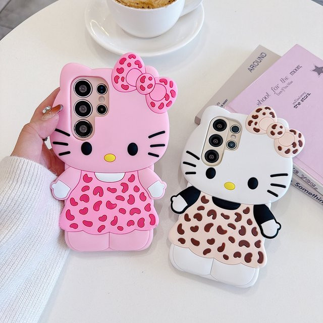 Hello Kitty Handyhülle mit Leopardenmuster für Apple iPhone Modelle in Braun - Bild 1