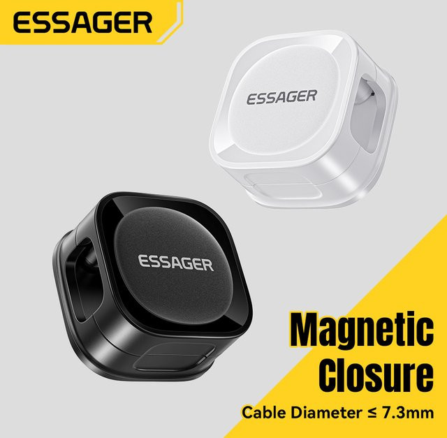 Essager Magnetischer Kabelhalter in Schwarz für Kabelmanagement und Untertischmontage - Bild 1