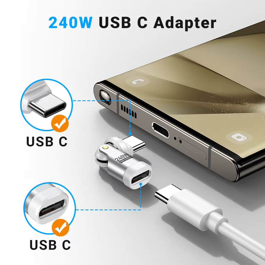 AUFU USB-C auf USB-C OTG-Adapter mit 240 W Schnellladefunktion und USB 3.1 Konverter für iPhone 16, MacBook, Samsung und Xiaomi - Bild 4