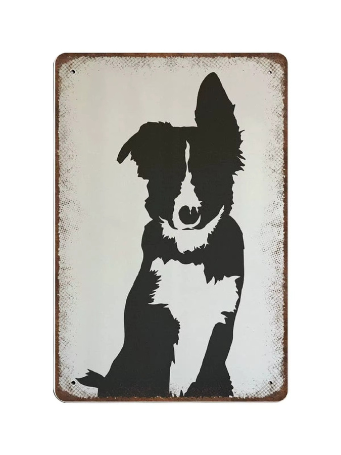 Dreacoss Vintage Blechschild Border Collie Wanddeko Metall Poster - Bild 2