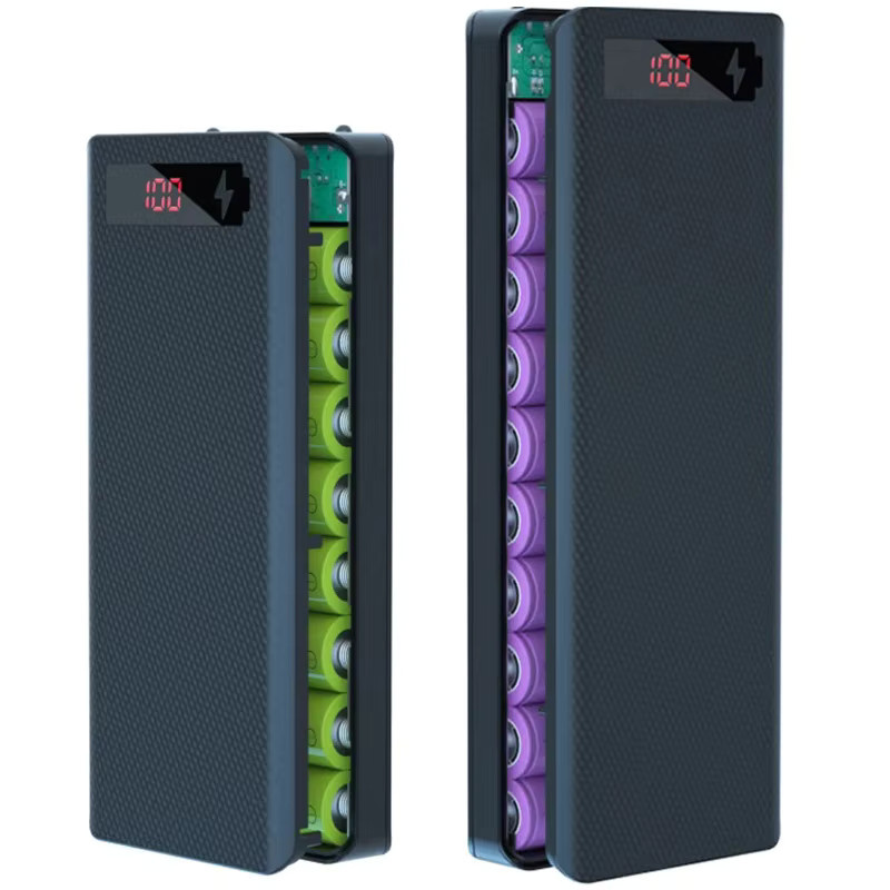 QUERPXAF DIY Power Bank Gehäuse für 8x 18650 Batterien mit USB-A und USB-C in Schwarz - Bild 4