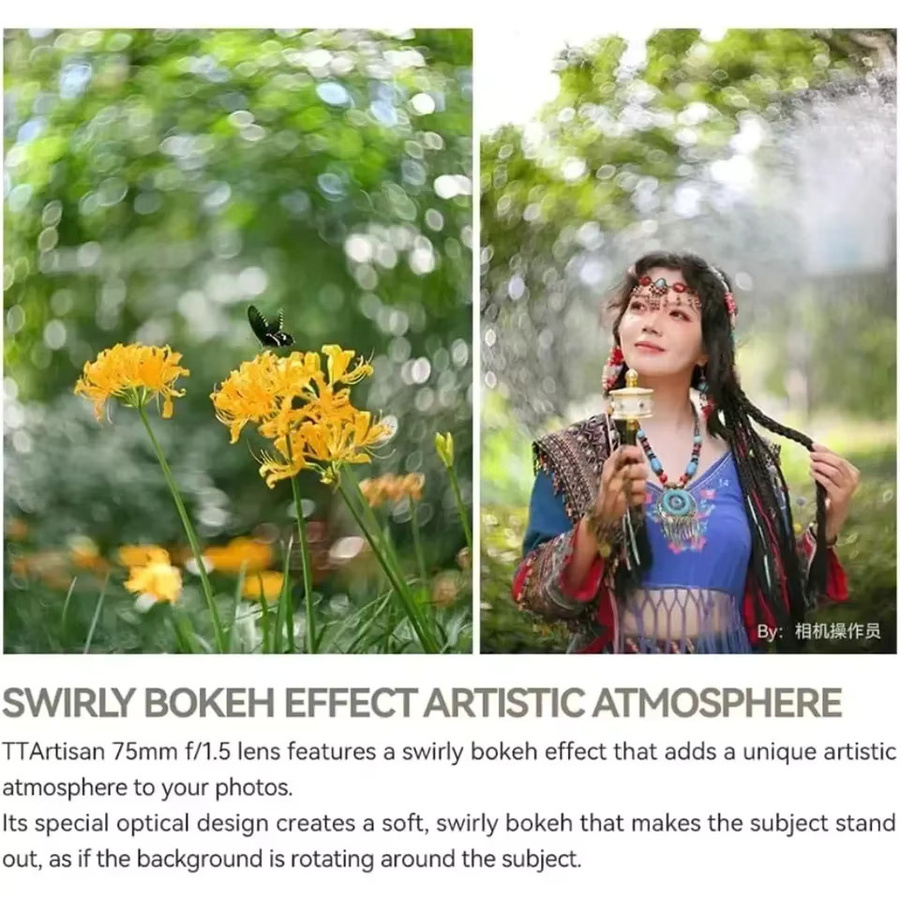 TTArtisan 75mm F1.5 Vollformat-Kameraobjektiv mit Swirly Bokeh für M42-Bajonett in Schwarz - Bild 5