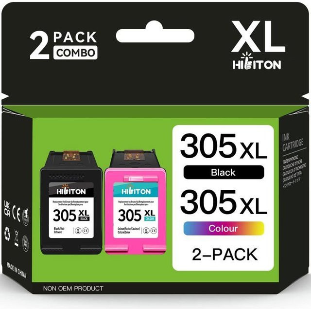 STEL ORA Tintenpatronen Set 305 XL kompatibel mit HP, 2er-Pack mit Schwarz und Farbe, 600 Seiten Schwarz und 450 Seiten Farbe - Bild 1