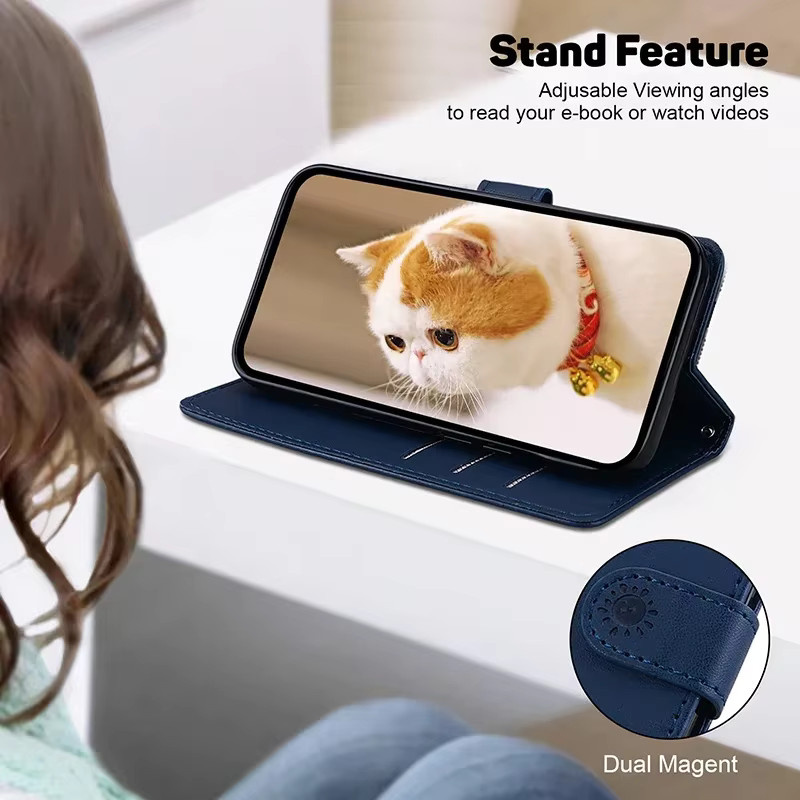 JESSLEI Leder-Handyhülle mit Brieftaschenfunktion und Umhängeband für Samsung Galaxy S21 S22 S23 S24 S25 S26 Ultra FE Plus Edge in Grün oder Blau - Bild 5