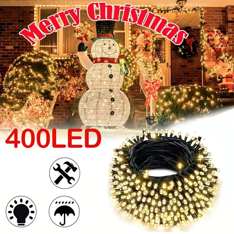 Arbrac LED Lichterkette mit 400 LEDs in Warmweiß für Weihnachtsbaum und Garten mit 8 Modi - Bild 5