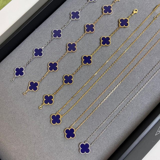 Schmuck-Set Armband und Halskette, 18 Karat Vergoldet, Lapislazuli, Damen - Bild 1