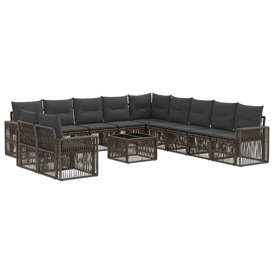 vidaXL Gartensofa-Set 12-teilig aus Poly-Rattan in Grau und Dunkelgrau - Bild 2
