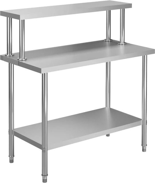 DELUKE Edelstahl Arbeitstisch SASO mit Aufsatzboard und Ablage, Farbe: Silber, B/T/H: 120 x 60 x 120 cm - Bild 1