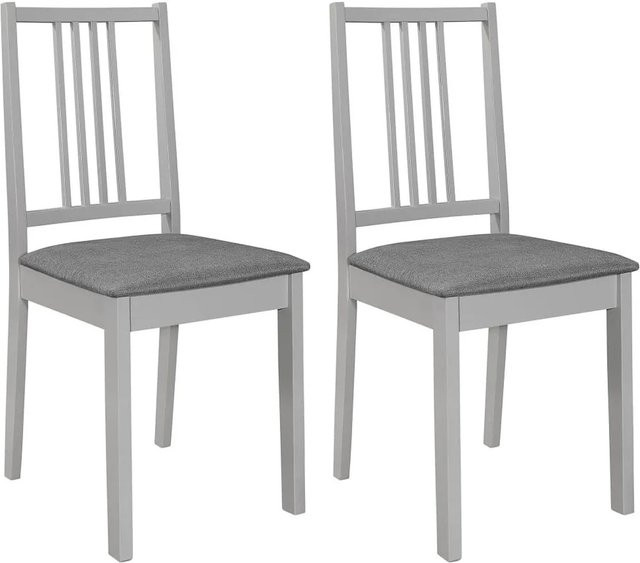 vidaXL Esszimmerstühle Set aus 2 Stück in Grau aus Massivholz mit Kissen im modernen Design - Bild 1