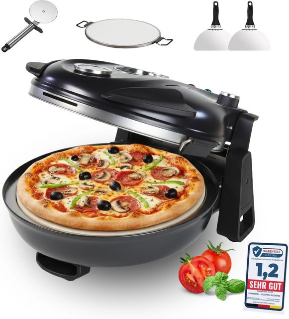 Sommertal PizzaProfi Pizzaofen Set in Schwarz mit 32 cm Pizzastein und Zubehör, max. 400°C - Bild 1