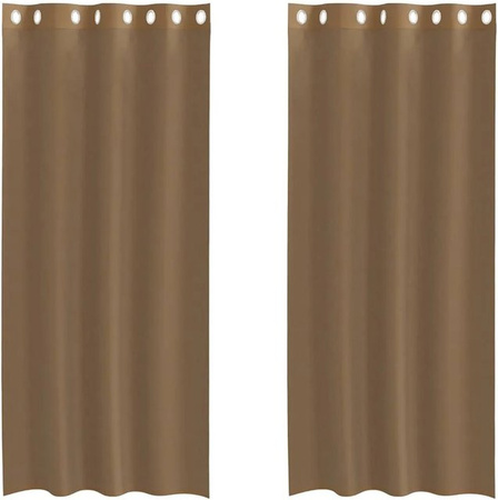 vidaXL Voile Vorhänge mit Ösen, 2er-Set, Hellbraun, Breite: 140 cm, Höhe: 245 cm