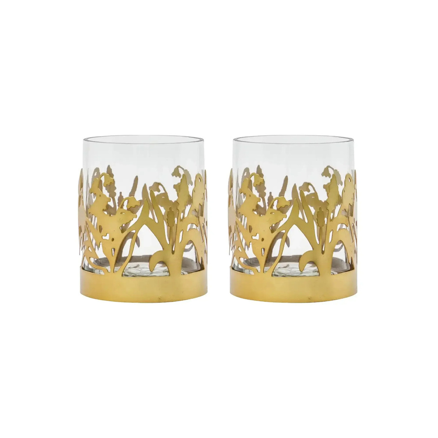 House Doctor Lily Teelichthalter blumenförmig in antik Kupfer und Gold, 2 Stück - Bild 1