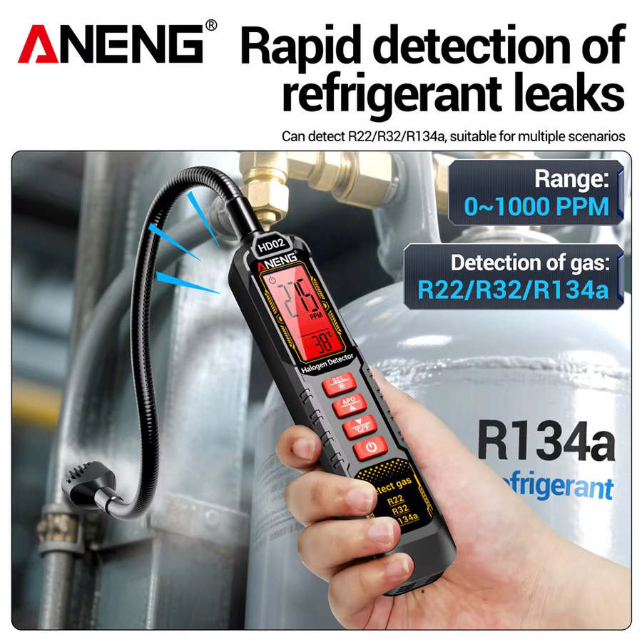 ANENG HD02 Halogen-Gasdetektor für Kältemittel R22 R32 R134a in Schwarz - Bild 4