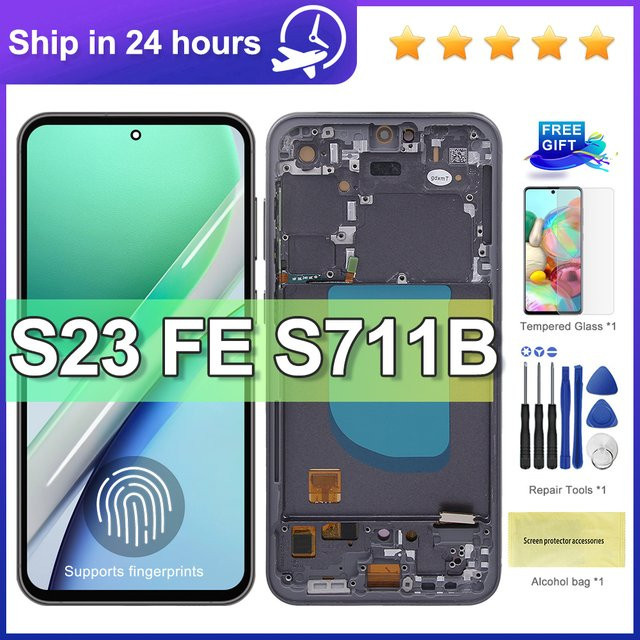 Sinmaytai AMOLED Display mit Touch Screen und Rahmen für Samsung S23 FE S711 S711B S7110 S711U in Schwarz - Bild 1