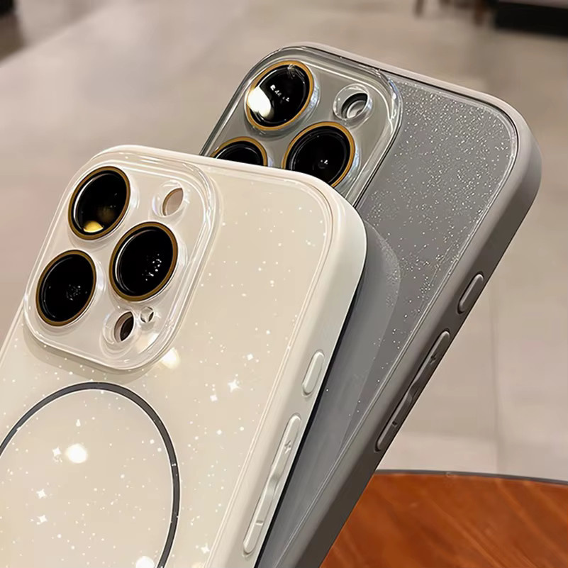 NUCWIN Luxuriöse Glitzer-Schutzhülle mit MagSafe, Kameraschutz und kabelloser Ladefunktion für iPhone 15, 16 Plus, 13, 12, 14, 11 Pro Max und iPhone 16 in Grau - Bild 2